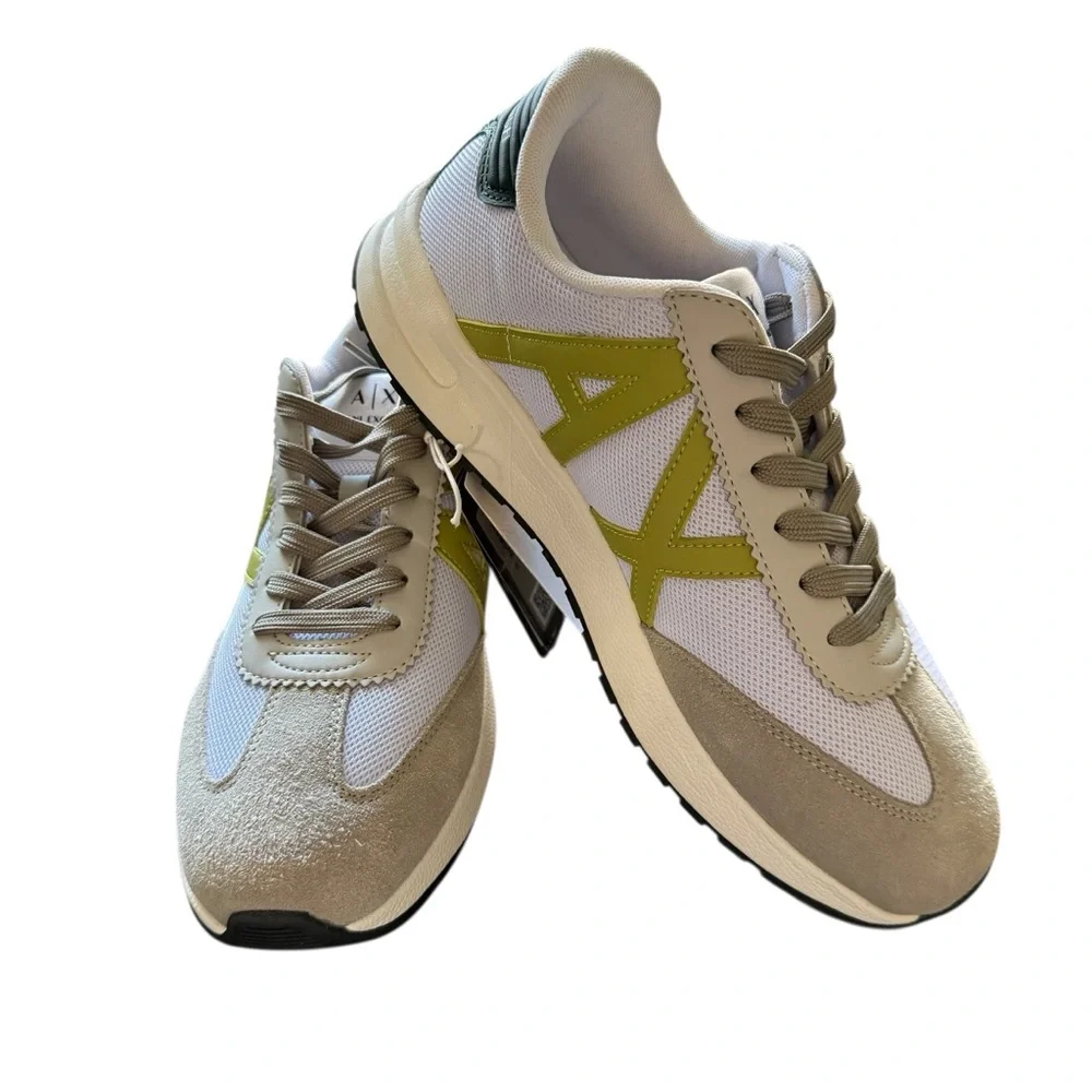 Armani Exchange XUX071 XV527 Sneakers White Green Low Top Men’s 8 Design